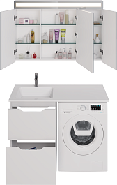 Dreja Мебель для ванной Bona 120 L под стиральную машину белая – фотография-4