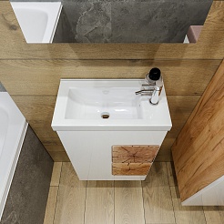 Бриклаер Мебель для ванной Форест 40 подвесная белый/дуб золотой – фотография-6