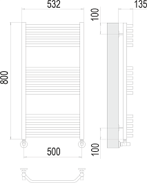 Terminus Полотенцесушитель водяной Виктория П16 500x800 хром – фотография-3