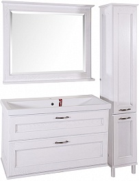 ASB-Woodline Мебель для ванной Прато 100 белый, патина серебро, массив ясеня – фотография-10