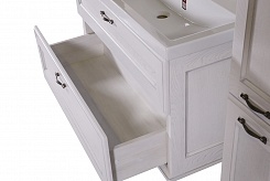 ASB-Woodline Мебель для ванной Прато 100 белый, патина серебро, массив ясеня – фотография-7