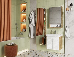 Акватон Мебель для ванной Сканди Doors 55 белая/дуб рустикальный – фотография-3