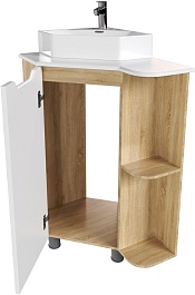 Mixline Мебель для ванной Корнер 67.5 R угловая белая/дуб – фотография-4