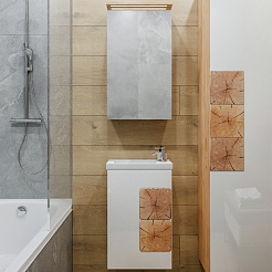 Бриклаер Мебель для ванной Форест 40 подвесная белый/дуб золотой – фотография-1