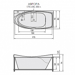 Aquatika Акриловая ванна Аквалюкс Аврора Basic R – фотография-2