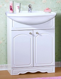 Бриклаер Мебель для ванной Лючия 70 белая, шкафчик – фотография-9