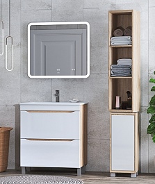 Vigo Мебель для ванной Grani 750-0-2 белая/дуб сонома – фотография-2