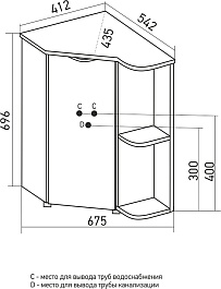 Mixline Мебель для ванной Корнер 67.5 R угловая белая/дуб – фотография-13