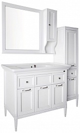 ASB-Woodline Мебель для ванной Гранда 105, белый (патина серебро), массив ясеня – фотография-2