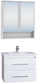 СанТа Мебель для ванной Вегас 65 подвесная с зеркальным шкафом Вегас 70 белая – фотография-1
