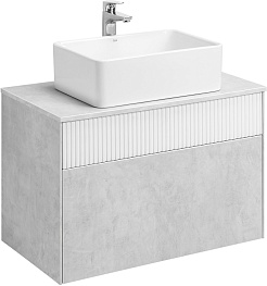Акватон Мебель для ванной Марбл 80 подвесная слэйт/белая матовая – фотография-6