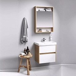 Aqwella Зеркало-шкаф для ванной Сити 60 дуб балтийский – фотография-2