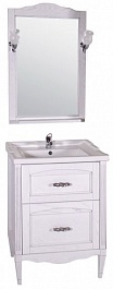 ASB-Woodline Мебель для ванной Римини Nuovo 60 белый (патина серебро), массив ясеня – фотография-1