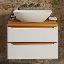 Mixline Мебель для ванной Виктория 90 подвесная белая софт/дуб светлый – фотография-8