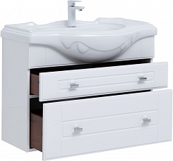 Aquanet Мебель для ванной Рондо 85 подвесная белая глянцевая – фотография-6