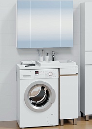 СанТа Мебель для ванной под стиральную машину Марс 90 R белая/янтарное дерево – фотография-1