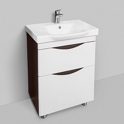 Am.Pm Мебель для ванной Like 65 L, напольная, белый глянец, венге – фотография-15