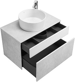Акватон Мебель для ванной Марбл 80 Mila 40 подвесная слэйт/белая матовая – фотография-4