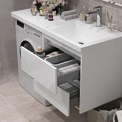 Opadiris Мебель для ванной Фреш 120 R под стиральную машину подвесная белая – фотография-6