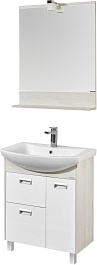 Акватон Мебель для ванной Бекка Pro 70 с зеркалом белая/дуб сомерсет – фотография-1
