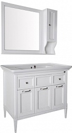 ASB-Woodline Мебель для ванной Гранда 105, белый (патина серебро), массив ясеня – фотография-1