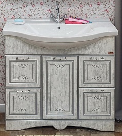 Sanflor Мебель для ванной Адель 100 белая, патина серебро – фотография-3