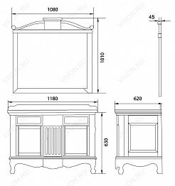 Demax Мебель для ванной "Луизиана 120  NEW" blanco (173017) – фотография-3