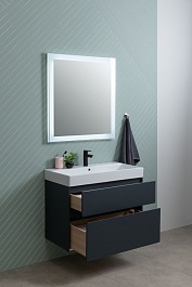 Aquanet Мебель для ванной Бруклин 85 подвесная черная матовая – фотография-4