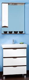 Бриклаер Мебель для ванной Токио 70 L венге / белый – фотография-1