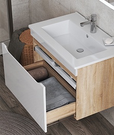 Vigo Мебель для ванной Grani 600-0-1 подвесная белая/дуб сонома – фотография-6