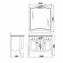 Demax Мебель для ванной "Версаль NEW 110" сerezo витраж (173317) – фотография-12