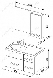 Aquanet Мебель для ванной  "Данте 90" 1 шкаф R (164818) – фотография-3