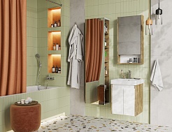 Акватон Мебель для ванной Сканди Doors 45 белая/дуб рустикальный – фотография-3