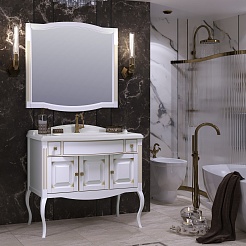 Opadiris Мебель для ванной Лаура 100 белая с бежевой патиной – фотография-3