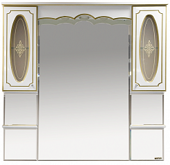 Misty Зеркальный шкаф Монако 120 белый/ патина – фотография-1