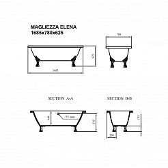 Фэма Акриловая ванна "Elena 168", ножки бронза, покрытие RAL металлик  – фотография-7