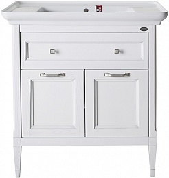 ASB-Woodline Мебель для ванной Гранда 85, шкафчик, белый (патина серебро), массив ясеня – фотография-4