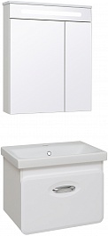 Runo Мебель для ванной Капри 50 с зеркальным шкафом Парма подвесная белая – фотография-1