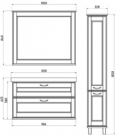 ASB-Woodline Мебель для ванной Прато 100 белый, патина серебро, массив ясеня – фотография-12