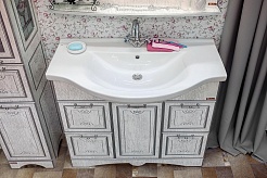 Sanflor Мебель для ванной Адель 100 белая, патина серебро – фотография-4