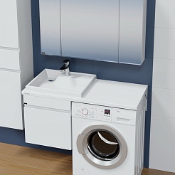 СанТа Мебель для ванной под стиральную машину Марс 110 L 1 ящик подвесная белая – фотография-4