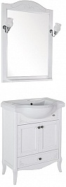 ASB-Woodline Мебель для ванной Салерно 65 белый/патина серебро – фотография-1