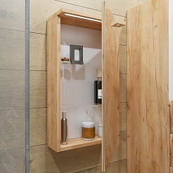 Бриклаер Мебель для ванной Форест 40 подвесная белый/дуб золотой – фотография-8