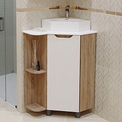 Mixline Мебель для ванной Корнер 67.5 L угловая белая/дуб – фотография-5