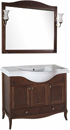ASB-Woodline Мебель для ванной Салерно 105 антикварный орех, массив ясеня – фотография-1