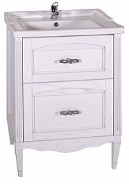 ASB-Woodline Мебель для ванной Римини Nuovo 60 белый (патина серебро), массив ясеня – фотография-2