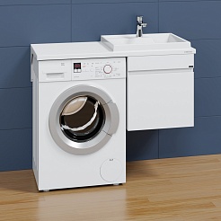 СанТа Мебель для ванной под стиральную машину Марс 110 R 1 ящик подвесная белая – фотография-4