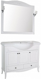 ASB-Woodline Мебель для ванной Салерно 105 белый (патина серебро), массив ясеня – фотография-1