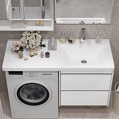 Opadiris Мебель для ванной Фреш 120 R под стиральную машину подвесная белая – фотография-5