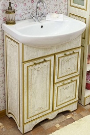 Sanflor Мебель для ванной Адель 65 белая, патина золото – фотография-2